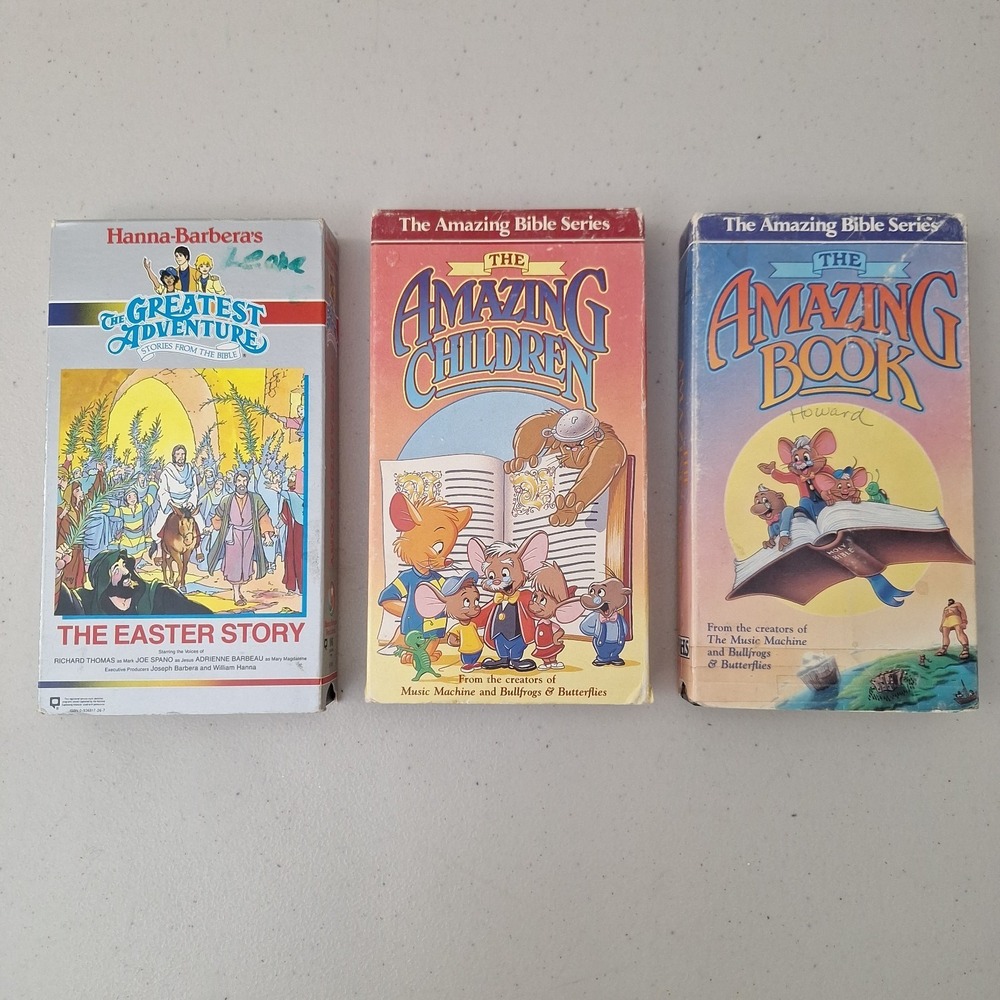 3 VHS Lot, Hanna-Barbera Easter Story, The Amazing Bible Series Amazing Children